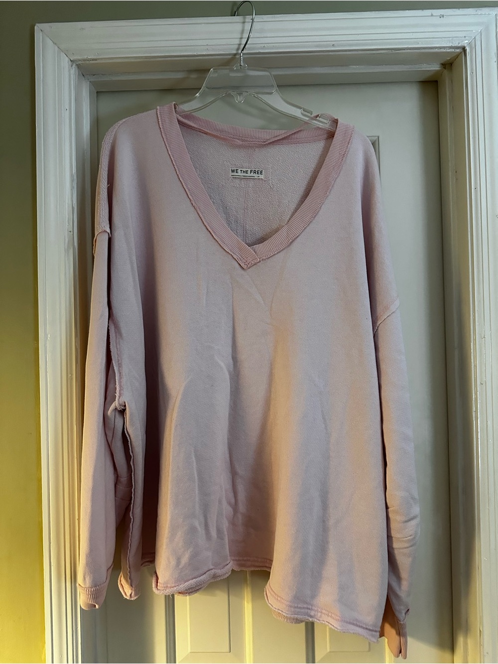 We The Free Light Pink V-Neck Oversized Sweatshirt